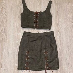 Hot Miami Styles Olive Green 2 piece set, size small